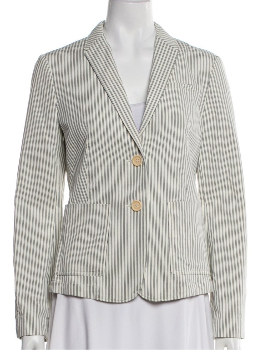 Burberry Brit Vertical Stripe Notch Collar Blazer